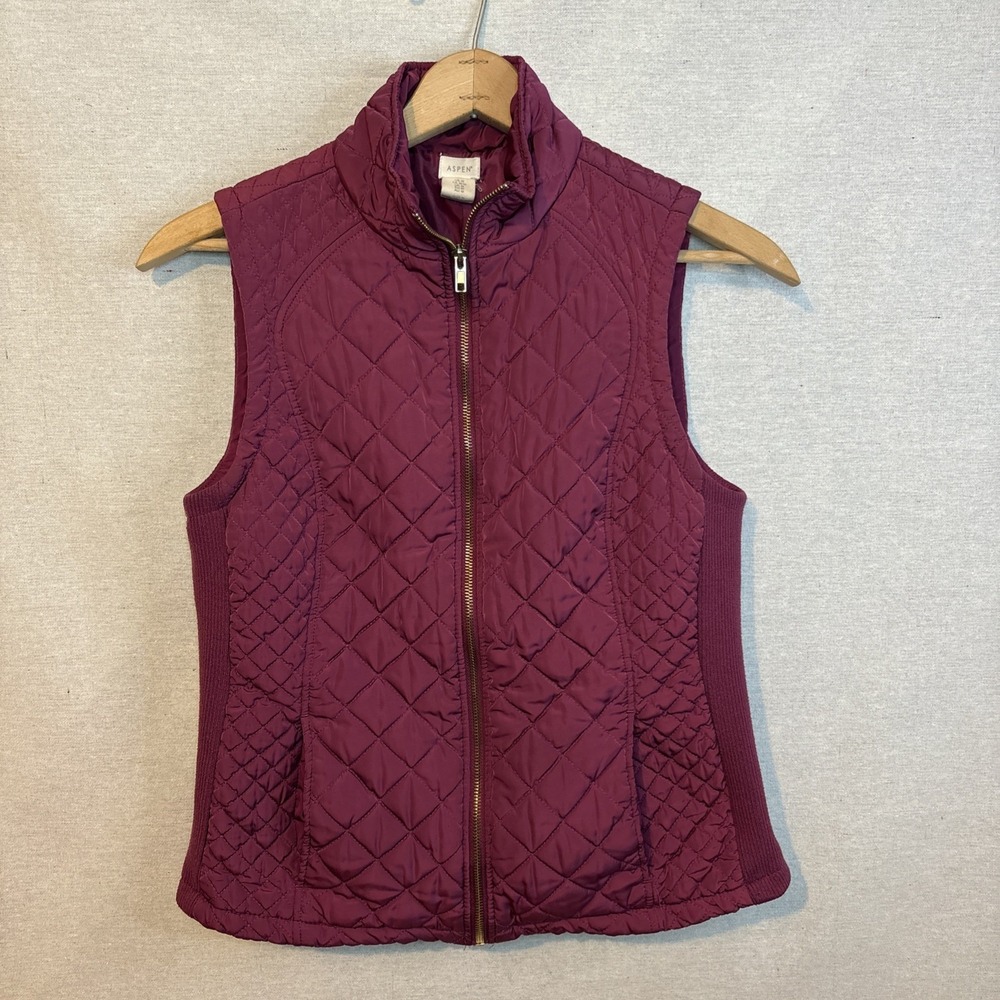Aspen Quilted Full Zip Purple Women's Vest‎ Front Pockets Medium Outdoor Classic